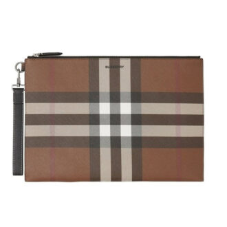 Clutch nam Burberry Large Check E Canvas Zip Pouch Like Auth