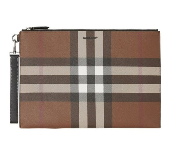 Clutch nam Burberry Large Check E Canvas Zip Pouch Like Auth