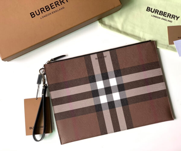 Clutch nam Burberry Large Check E Canvas Zip Pouch Like Auth