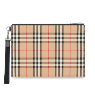 Clutch nam Burberry vintage kẻ nâu Like Auth