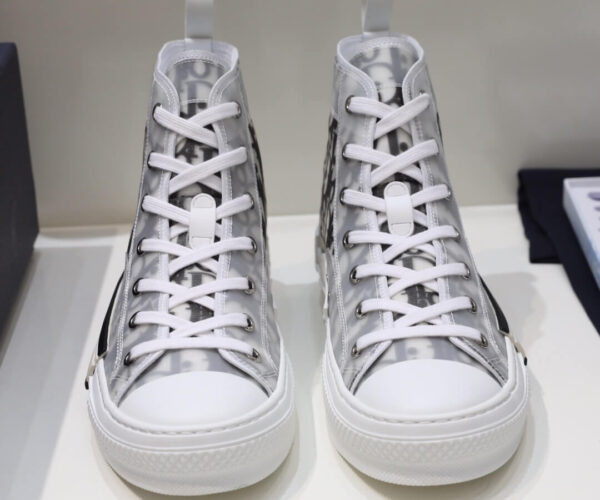 Giày B23 High Top Sneakers White họa tiết Oblique Like Auth