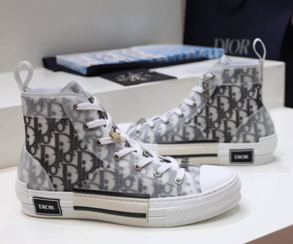 Giày B23 High Top Sneakers White họa tiết Oblique Like Auth