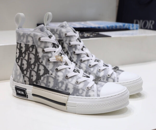 Giày B23 High Top Sneakers White họa tiết Oblique Like Auth