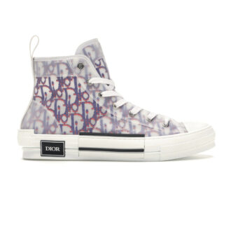 Giày Dior B23 High Top Red Blue Oblique họa tiết chữ đỏ Like Auth