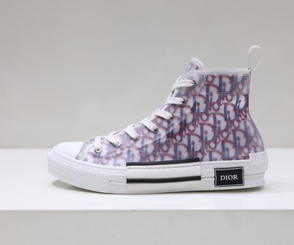 Giày Dior B23 High Top Red Blue Oblique họa tiết chữ đỏ Like Auth