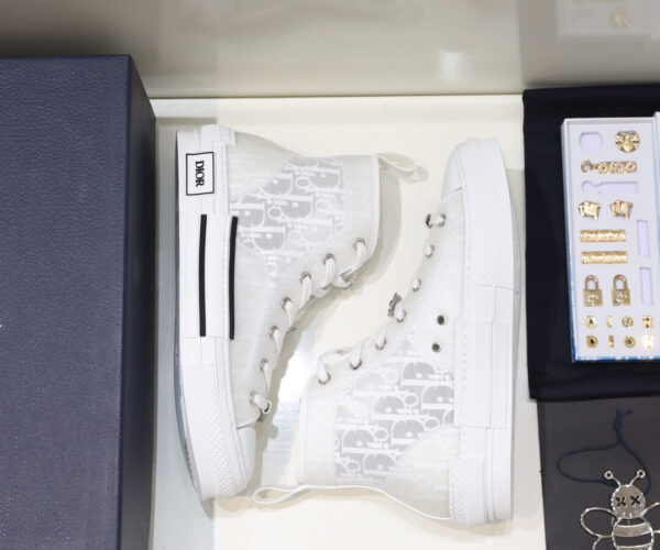 Giày Dior B23 High Top White họa tiết Dior Oblique Like Auth