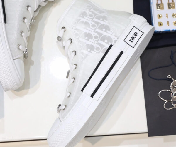 Giày Dior B23 High Top White họa tiết Dior Oblique Like Auth