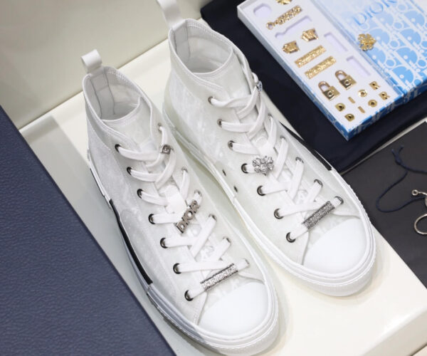 Giày Dior B23 High Top White họa tiết Dior Oblique Like Auth