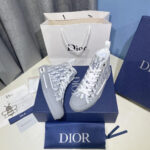 Giày Dior B23 High Top White Navy Blue Dior Oblique Canvas Like Auth