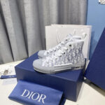 Giày Dior B23 High Top White Navy Blue Dior Oblique Canvas Like Auth