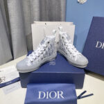 Giày Dior B23 High Top White Navy Blue Dior Oblique Canvas Like Auth