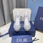 Giày Dior B23 High Top White Navy Blue Dior Oblique Canvas Like Auth