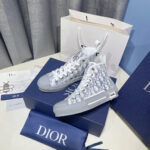 Giày Dior B23 High Top White Navy Blue Dior Oblique Canvas Like Auth