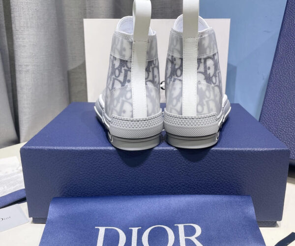 Giày Dior B23 High Top White Navy Blue Dior Oblique Canvas Like Auth