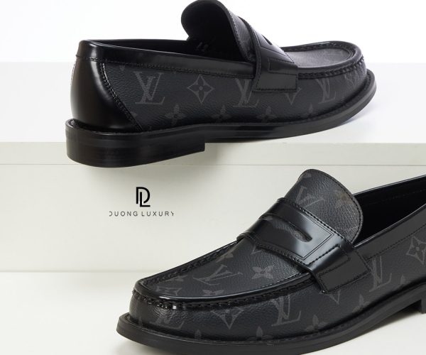 Giày Louis Vuitton đế cao hoa đen tag bóng Like Auth