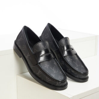 Giày Louis Vuitton đế cao hoa đen tag bóng Like Auth