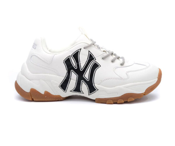 Giày MLB NY trắng chữ đen đế nâu Like Auth