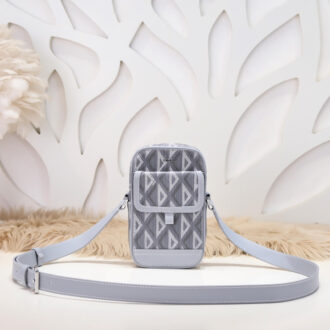 Túi đeo chéo Dior siêu cấp Mini Gray hoạ tiết CD màu xám