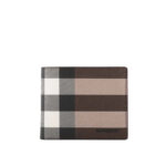 Ví Burberry logo chữ nổi hoạ tiết kẻ nâu trắng Like Auth