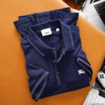 Áo Polo Burberry logo ngựa họa tiết kẻ bo tay Like Auth