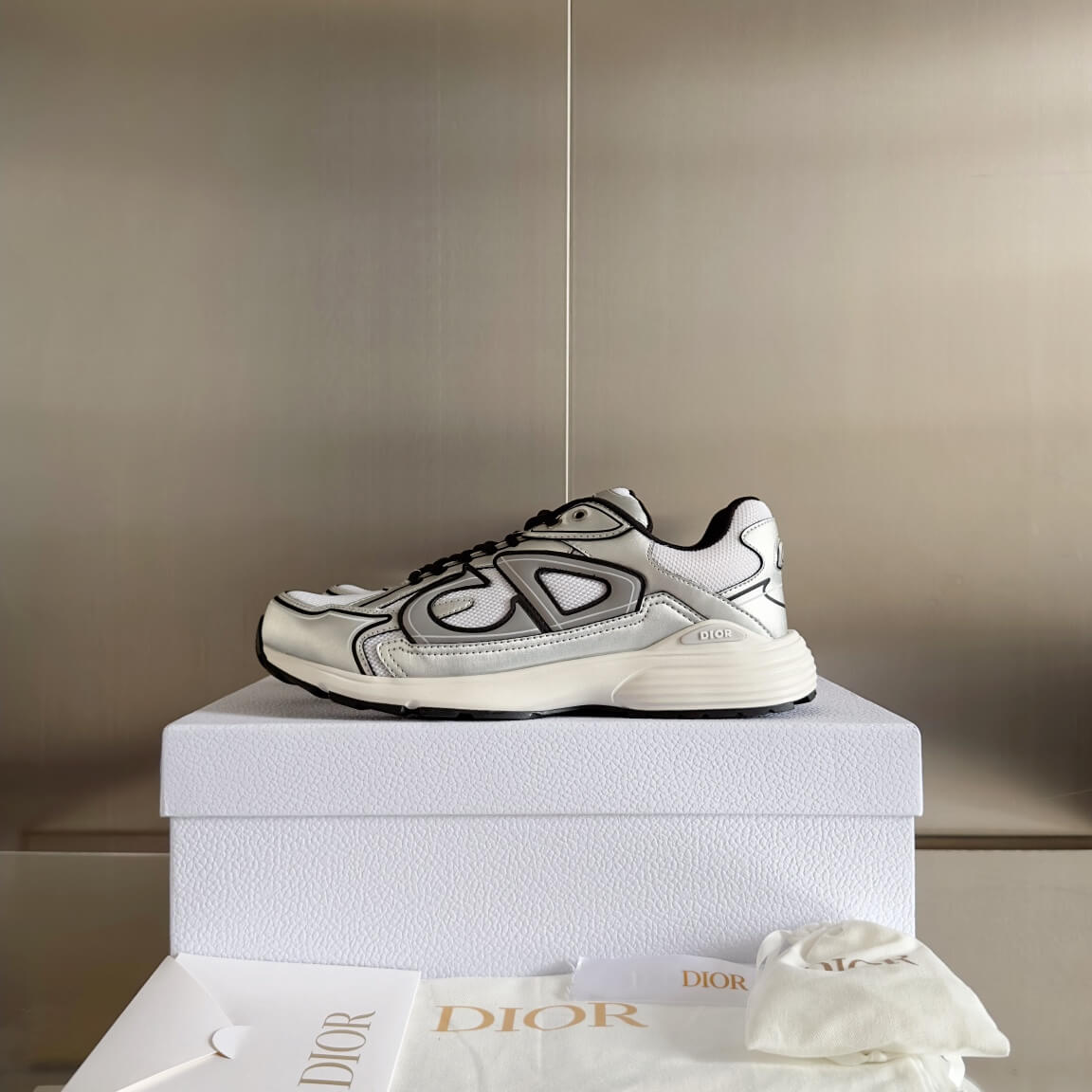 Giày Dior B30 "White Mesh and Silver" Like Auth