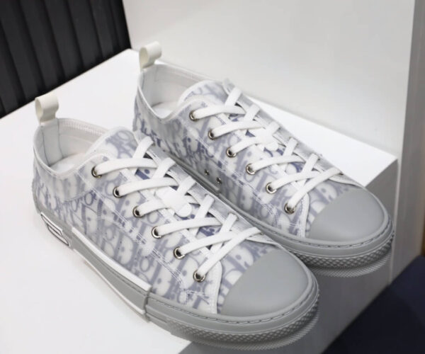 Giày Dior Low Top White And Navy Blue Oblique Canvas Like Auth