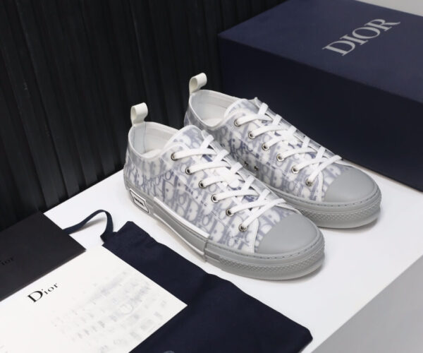 Giày Dior Low Top White And Navy Blue Oblique Canvas Like Auth