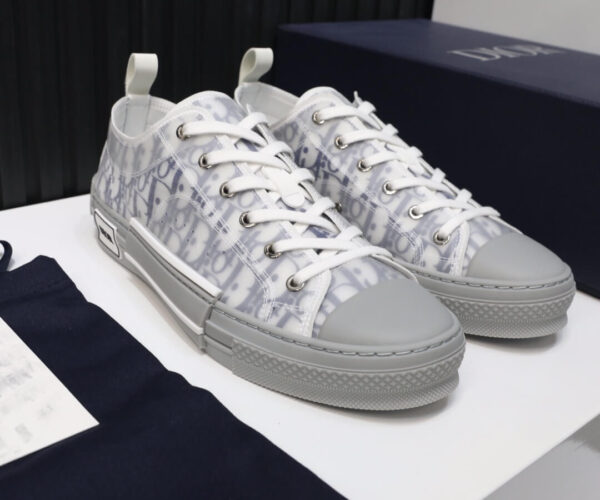 Giày Dior Low Top White And Navy Blue Oblique Canvas Like Auth