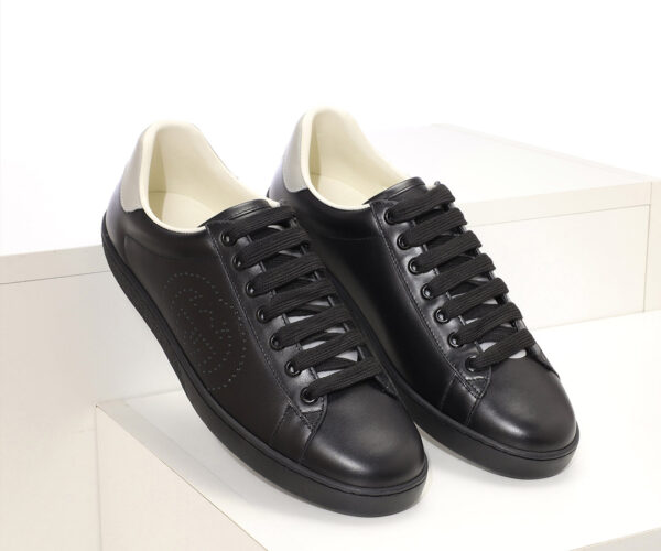 Giày Gucci Ace Perforated Interlocking G Black Like Auth