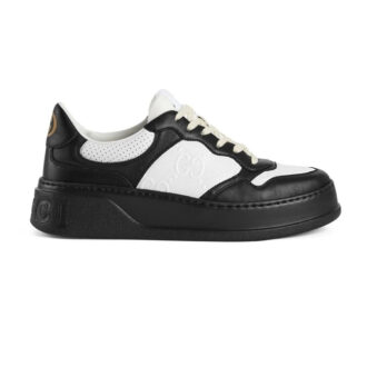 Giày Gucci GG Sneaker Black White tiết GG dập nổi Like Auth
