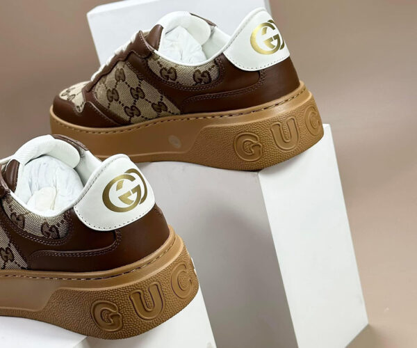 Giày Gucci GG Sneaker Brown Leather họa tiết Orignal GG Like Auth