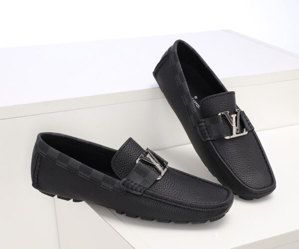 Giày Louis Vuitton siêu cấp da nhăn phối viền caro