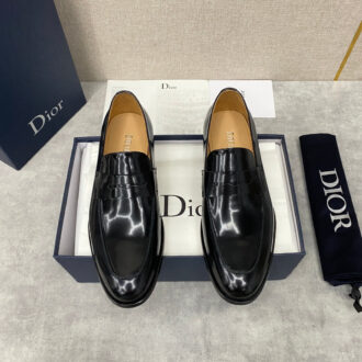 Giày lười Dior da bóng màu đen tag ẩn Like Auth