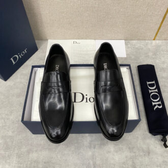 Giày lười Dior da lì tag ẩn màu đen Like Auth