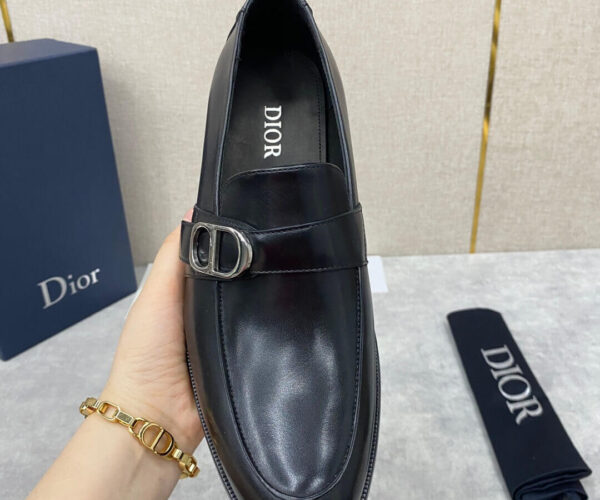 Giày lười Dior tag lệch da lì Like Auth màu đen