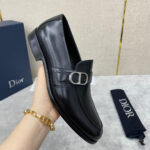 Giày lười Dior tag lệch da lì Like Auth màu đen