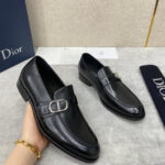 Giày lười Dior tag lệch da lì Like Auth màu đen