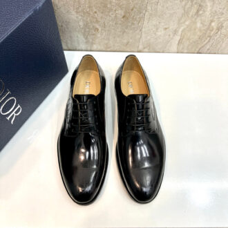Giày tây Dior màu đen buộc dây logo viền Like Auth