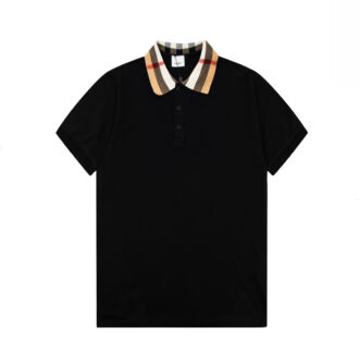 Áo Polo Burberry màu đen họa tiết check cổ Like Auth