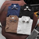 Áo Polo Burberry logo ngựa check cổ màu đen Like Auth