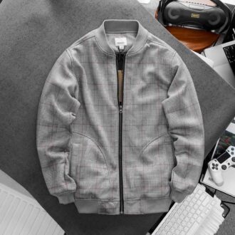 Áo khoác Burberry da lộn màu xám Like Auth