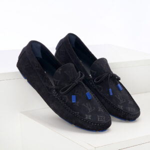 Giày lười Louis Vuitton da lộn họa tiết hoa Monogram Like Auth