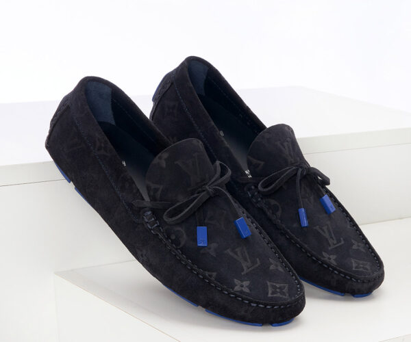 Giày lười Louis Vuitton da lộn họa tiết hoa Monogram Like Auth